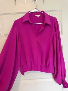 Flying Tomato Magenta Button-Front Textured Blouse